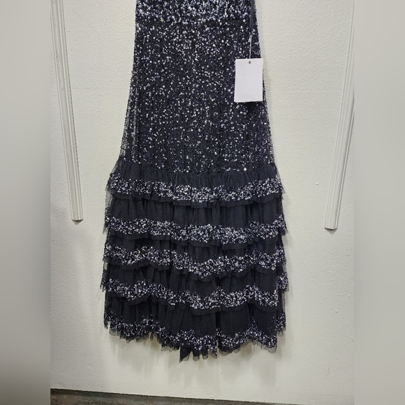 Mac Duggal 10883 Embellished Tiered Sequin Gown Dress 8 Wedding Formal Event - Picture 8 of 13